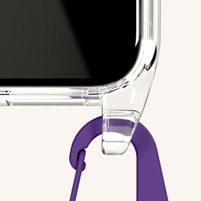 Phone Necklace with Lanyard in Clear + Purple