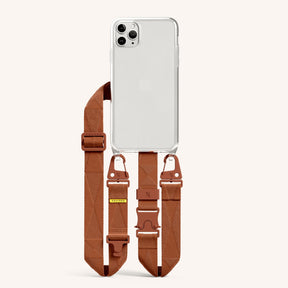 Phone Necklace with Lanyard in Clear + Rusty Red