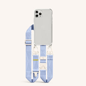 Phone Necklace with Lanyard in Clear + Baby Blue