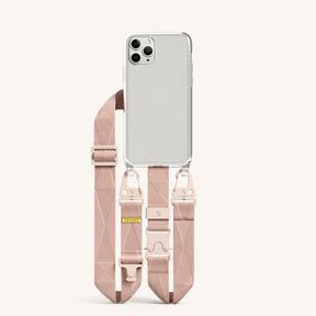 Phone Necklace with Lanyard in Clear + Powder Pink