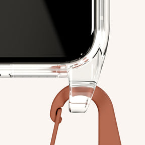 Phone Necklace with Lanyard in Clear + Rusty Red