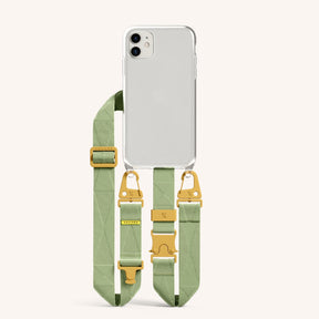 Phone Necklace with Lanyard in Clear + Light Olive