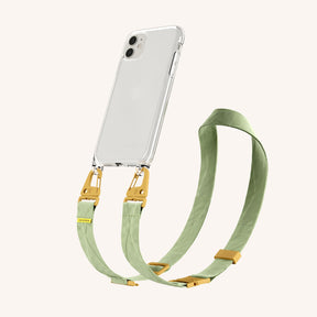 Phone Necklace with Lanyard in Clear + Light Olive