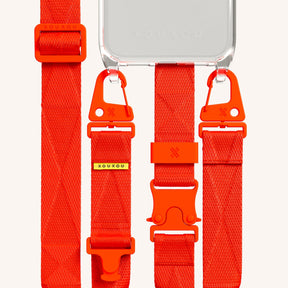 Phone Necklace with Lanyard in Clear + Neon Orange