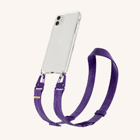 Phone Necklace with Lanyard in Clear + Purple