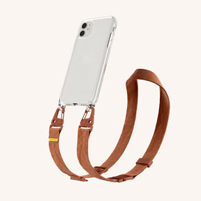 Phone Necklace with Lanyard in Clear + Rusty Red