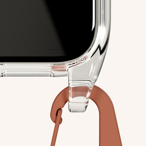 Phone Necklace with Lanyard in Clear + Rusty Red