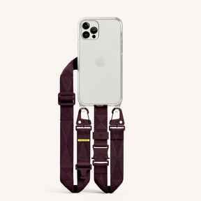 Phone Necklace with Lanyard in Clear + Burgundy