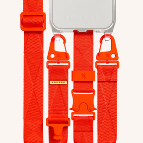 Phone Necklace with Lanyard in Clear + Neon Orange