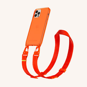 Phone Necklace with Lanyard in Neon Orange Clear