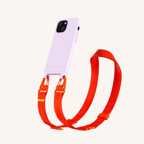 Phone Necklace with Lanyard in Lilac + Neon Orange