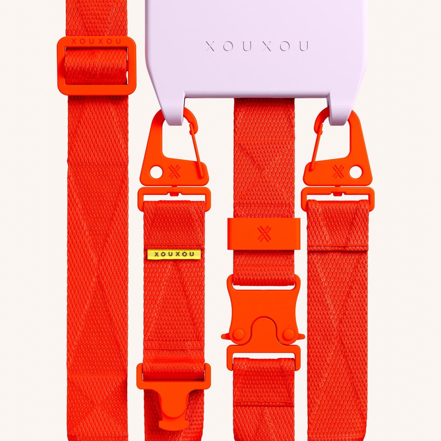 Phone Necklace with Lanyard in Lilac + Neon Orange