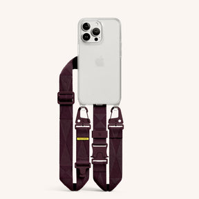 Phone Necklace with Lanyard in Clear + Burgundy