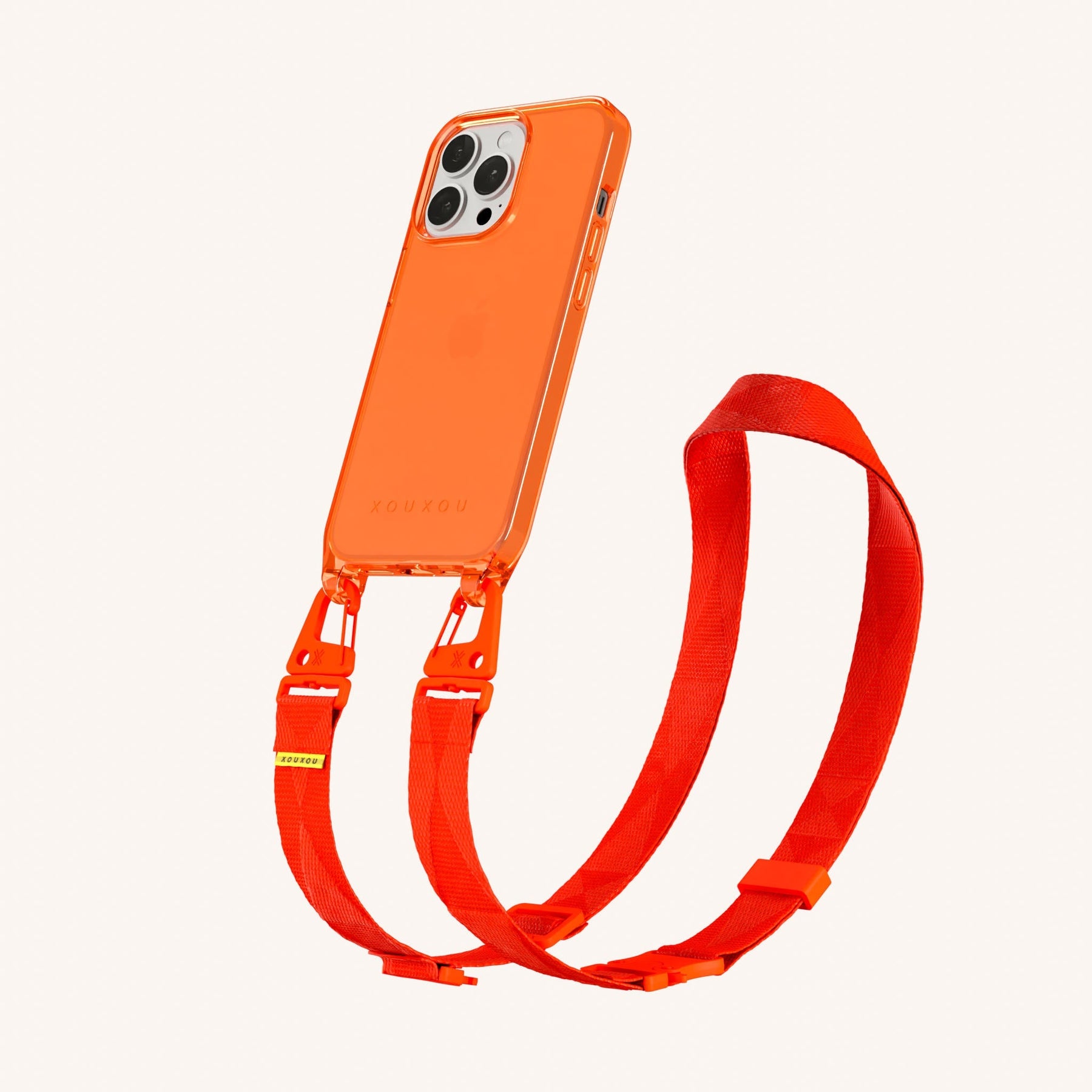 Phone Necklace with Lanyard in Neon Orange Clear