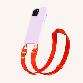 Phone Necklace with Lanyard in Lilac + Neon Orange