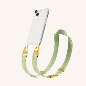 Phone Necklace with Lanyard in Clear + Light Olive