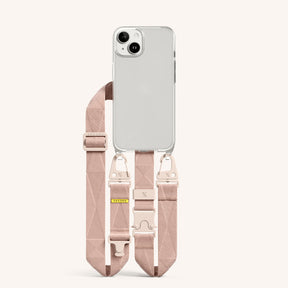 Phone Necklace with Lanyard in Clear + Powder Pink