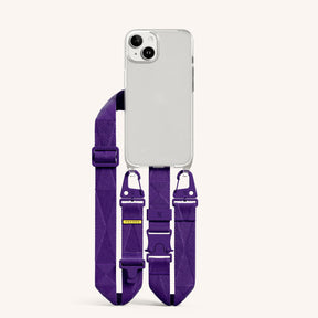 Phone Necklace with Lanyard in Clear + Purple