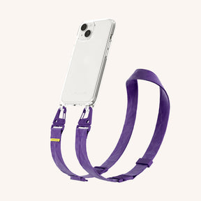 Phone Necklace with Lanyard in Clear + Purple