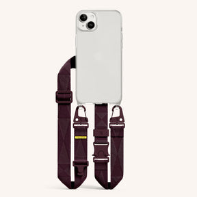 Phone Necklace with Lanyard in Clear + Burgundy