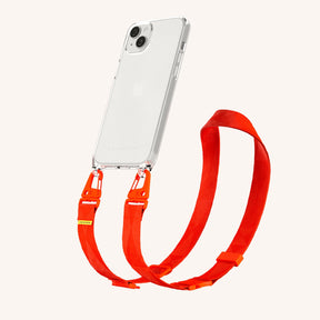 Phone Necklace with Lanyard in Clear + Neon Orange