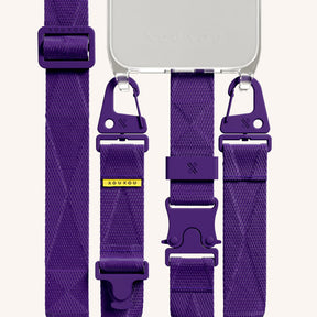 Phone Necklace with Lanyard in Clear + Purple