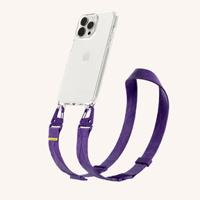 Phone Necklace with Lanyard in Clear + Purple