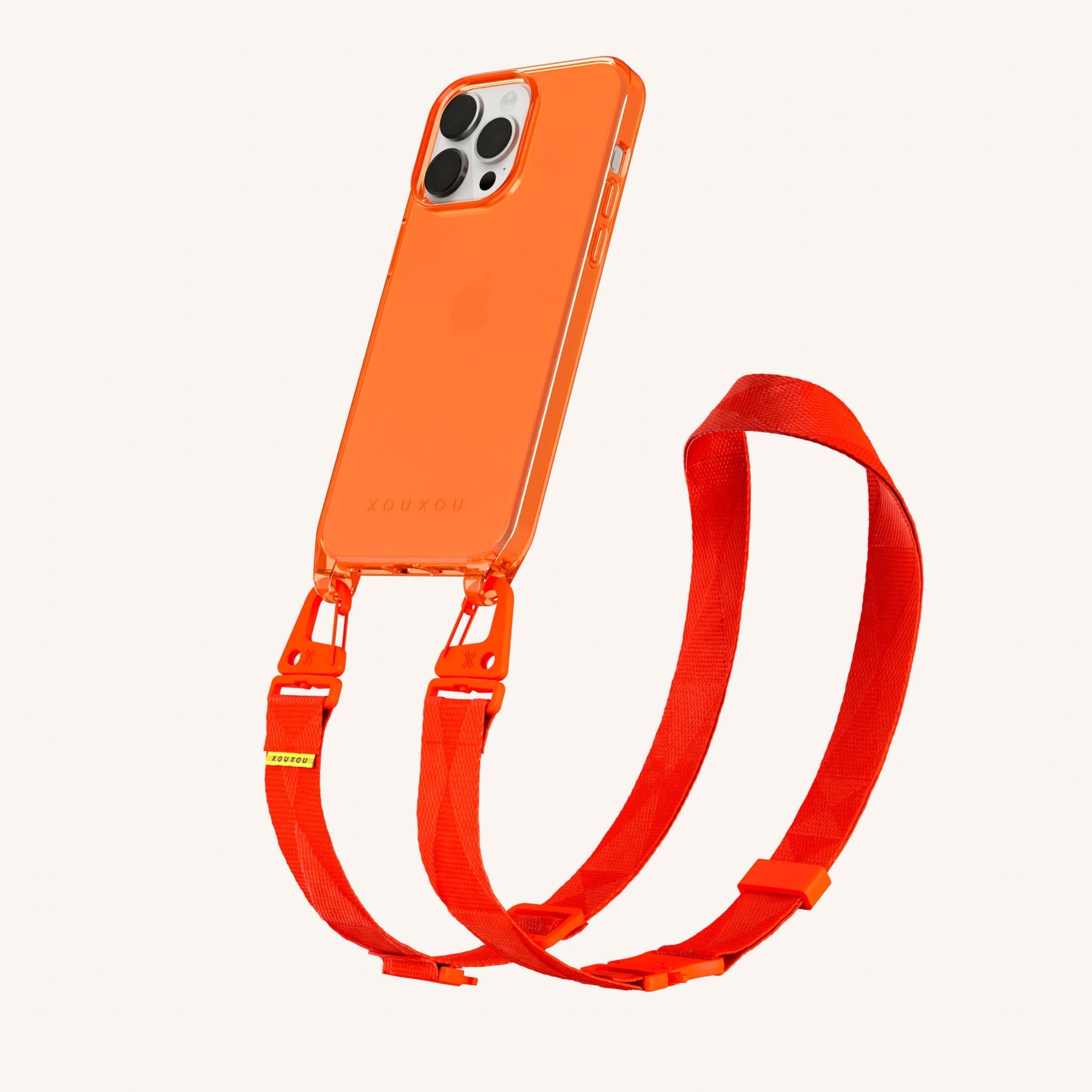 Phone Necklace with Lanyard in Neon Orange Clear