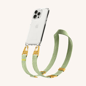 Phone Necklace with Lanyard in Clear + Light Olive