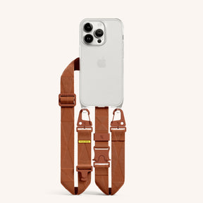 Phone Necklace with Lanyard in Clear + Rusty Red