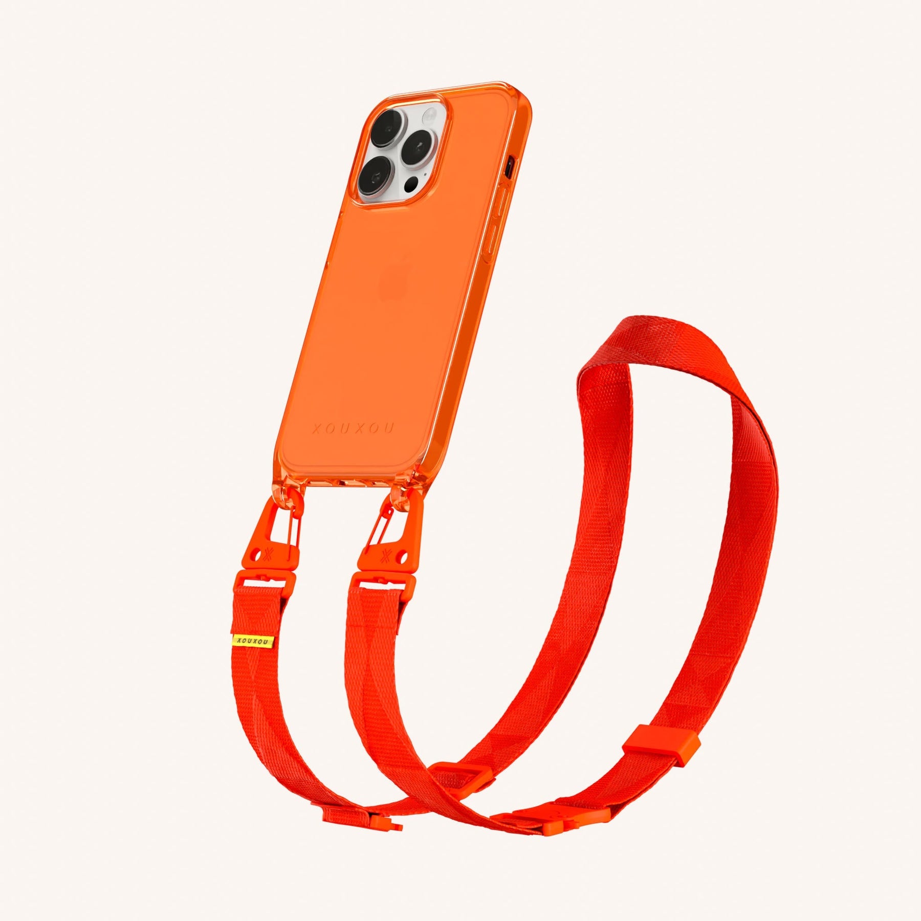 Phone Necklace with Lanyard in Neon Orange Clear