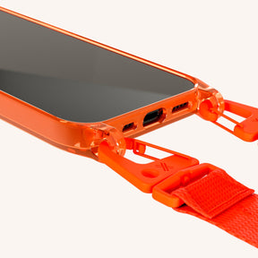 Phone Necklace with Lanyard in Neon Orange Clear