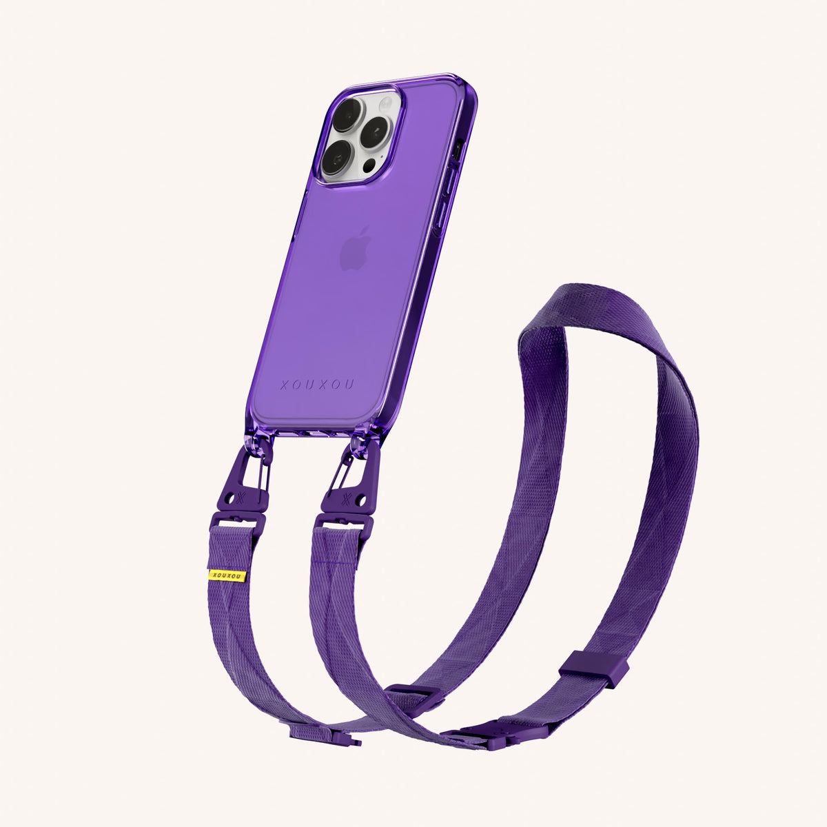 Phone Necklace with Lanyard for iPhone 14 Pro without MagSafe in Purple Total View | XOUXOU #phone model_iphone 14 pro