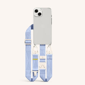 Phone Necklace with Lanyard in Clear + Baby Blue