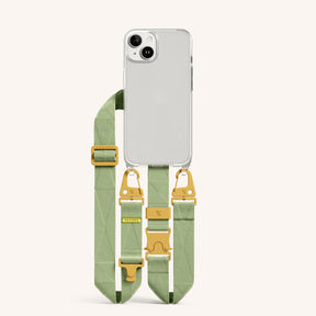 Phone Necklace with Lanyard in Clear + Light Olive