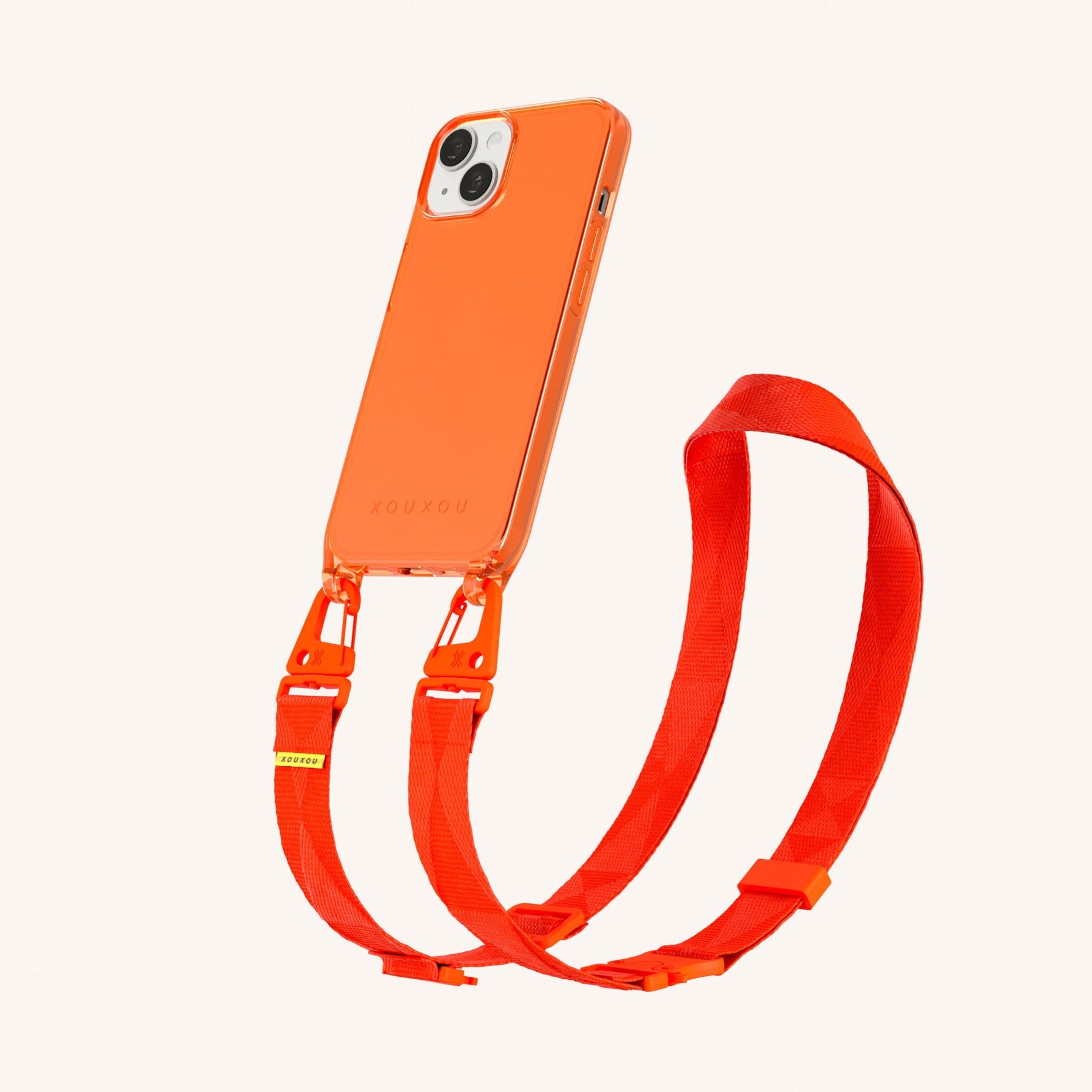 Phone Necklace with Lanyard in Neon Orange Clear