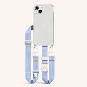 Phone Necklace with Lanyard in Clear + Baby Blue