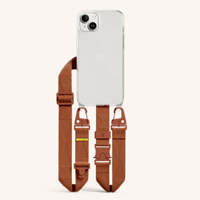 Phone Necklace with Lanyard in Clear + Rusty Red