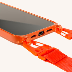 Phone Necklace with Lanyard in Neon Orange Clear