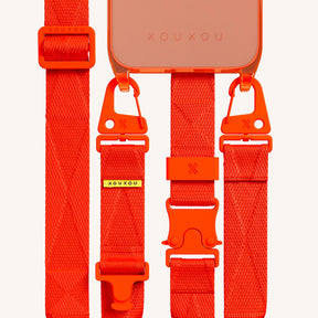 Phone Necklace with Lanyard in Neon Orange Clear