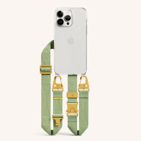 Phone Necklace with Lanyard in Clear + Light Olive