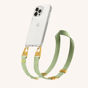 Phone Necklace with Lanyard in Clear + Light Olive