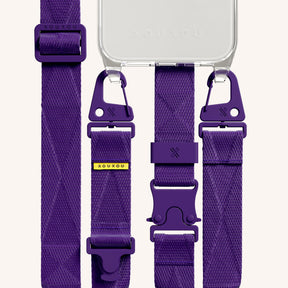 Phone Necklace with Lanyard in Clear + Purple