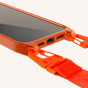 Phone Necklace with Lanyard in Neon Orange Clear