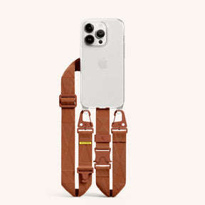 Phone Necklace with Lanyard in Clear + Rusty Red