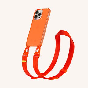 Phone Necklace with Lanyard in Neon Orange Clear