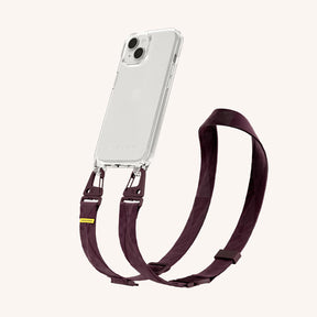 Phone Necklace with Lanyard in Clear + Burgundy