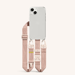 Phone Necklace with Lanyard in Clear + Powder Pink