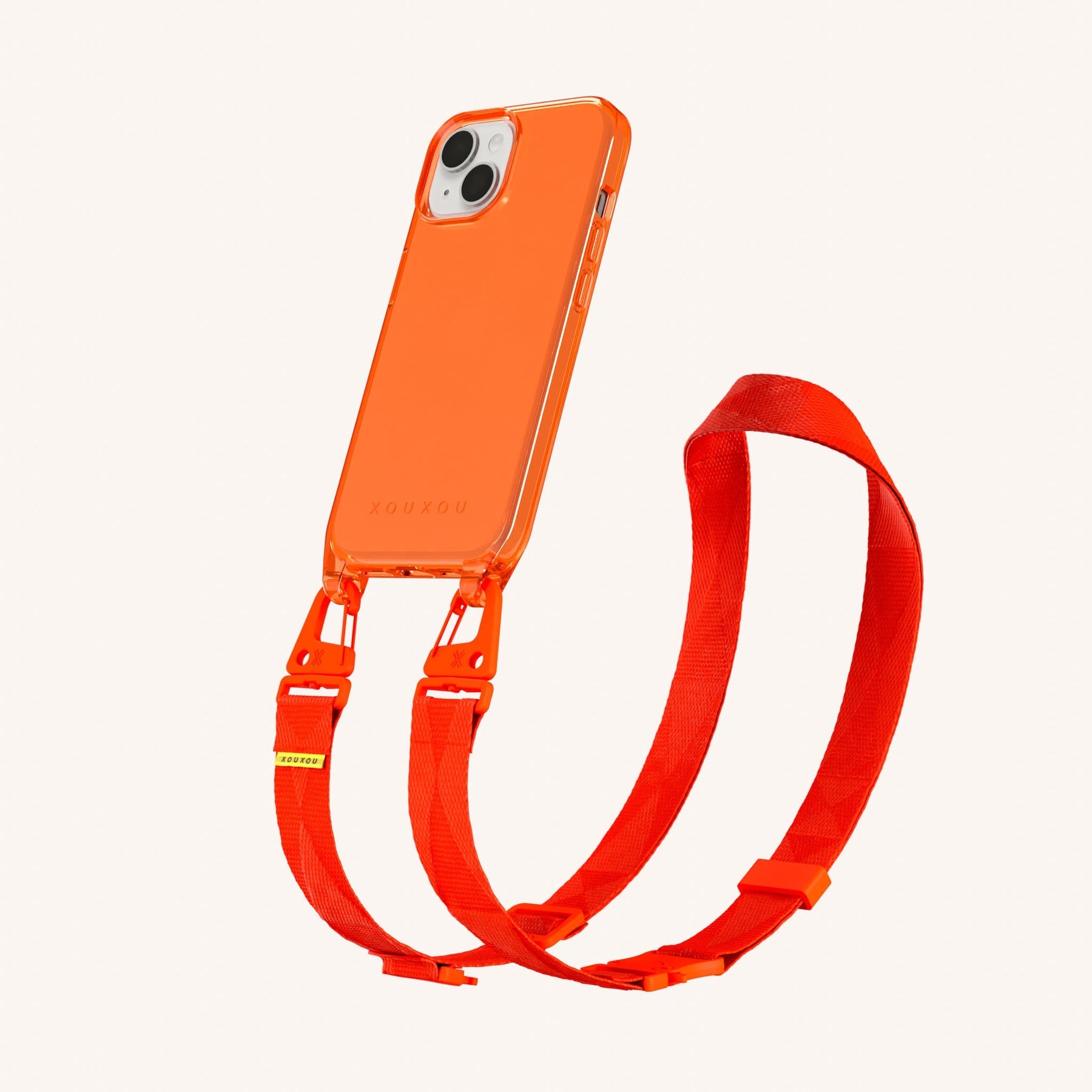 Phone Necklace with Lanyard in Neon Orange Clear