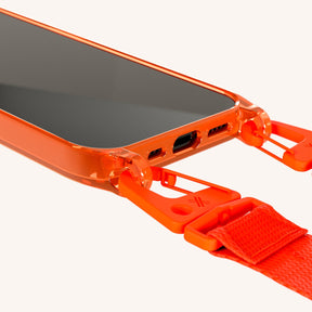 Phone Necklace with Lanyard in Neon Orange Clear